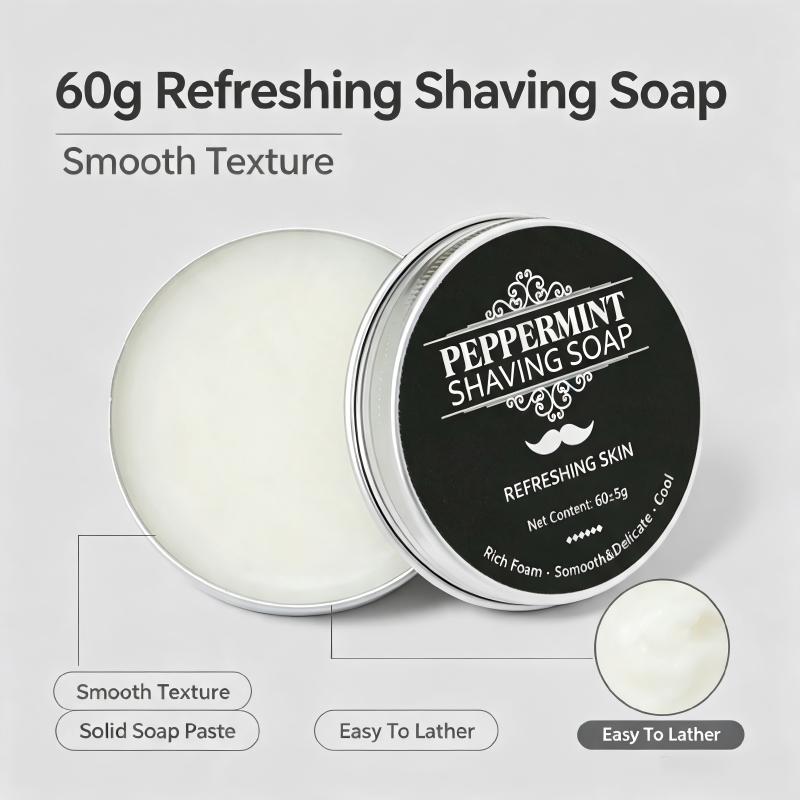 페퍼민트 면도 비누 60g 남성용 면도 비누 풍부한 거 - Skincare Barber Daily 리뷰 및 가격